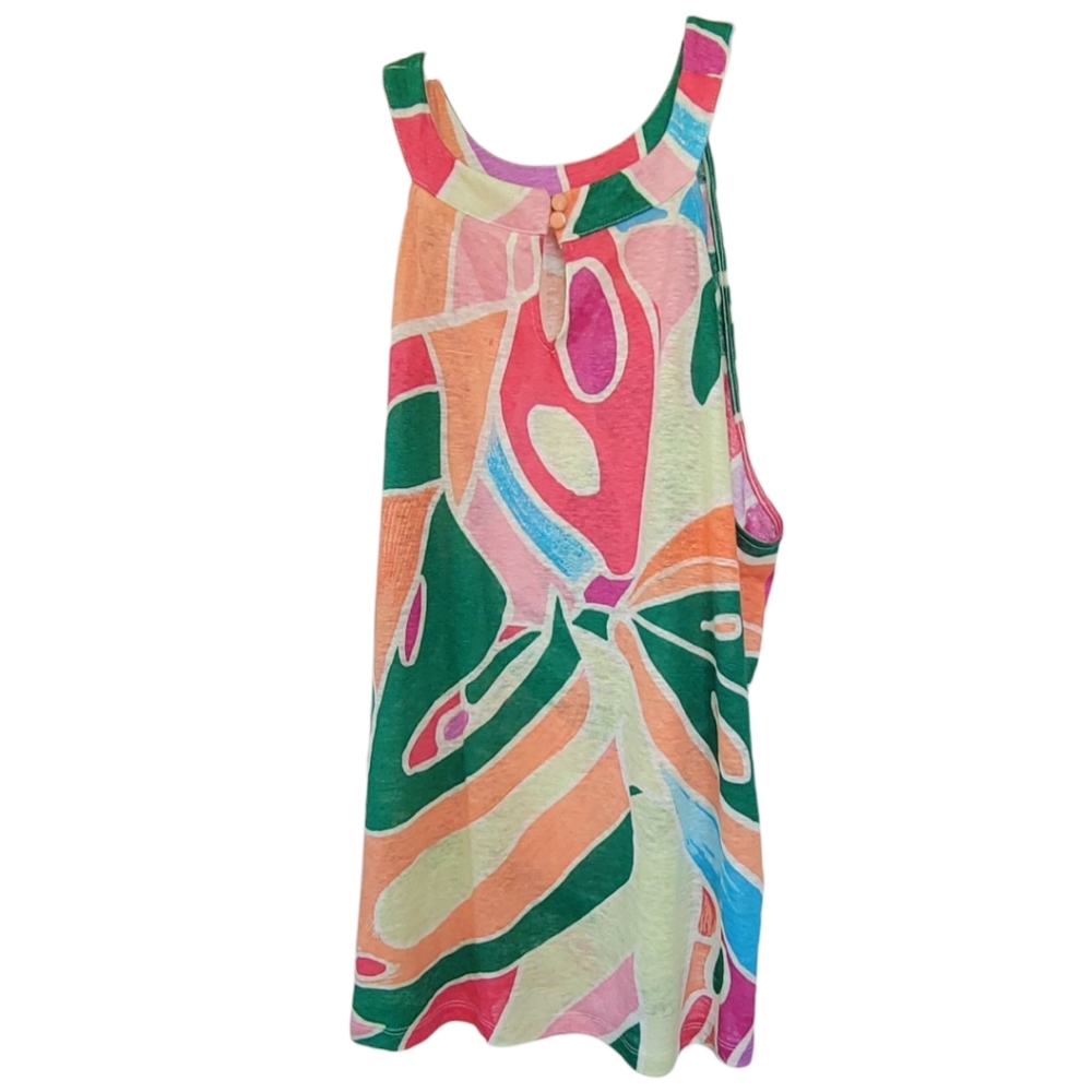 NWT Christian Siriano Linen Sleeveless Tank Top 3X Multicolor Artsy Boho - Picture 3 of 12